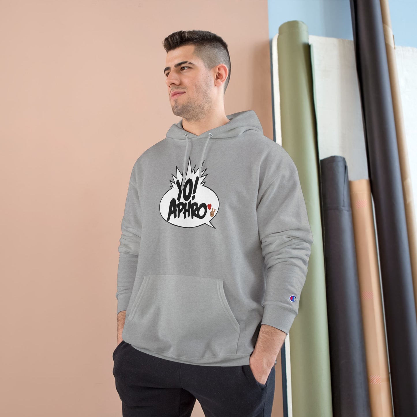 Hip Hop Champion Hoodie with YO! and HYP Not Stop Graphic - Streetwear, Gift for Music Lovers, Urban Style, Fun Casual Wear