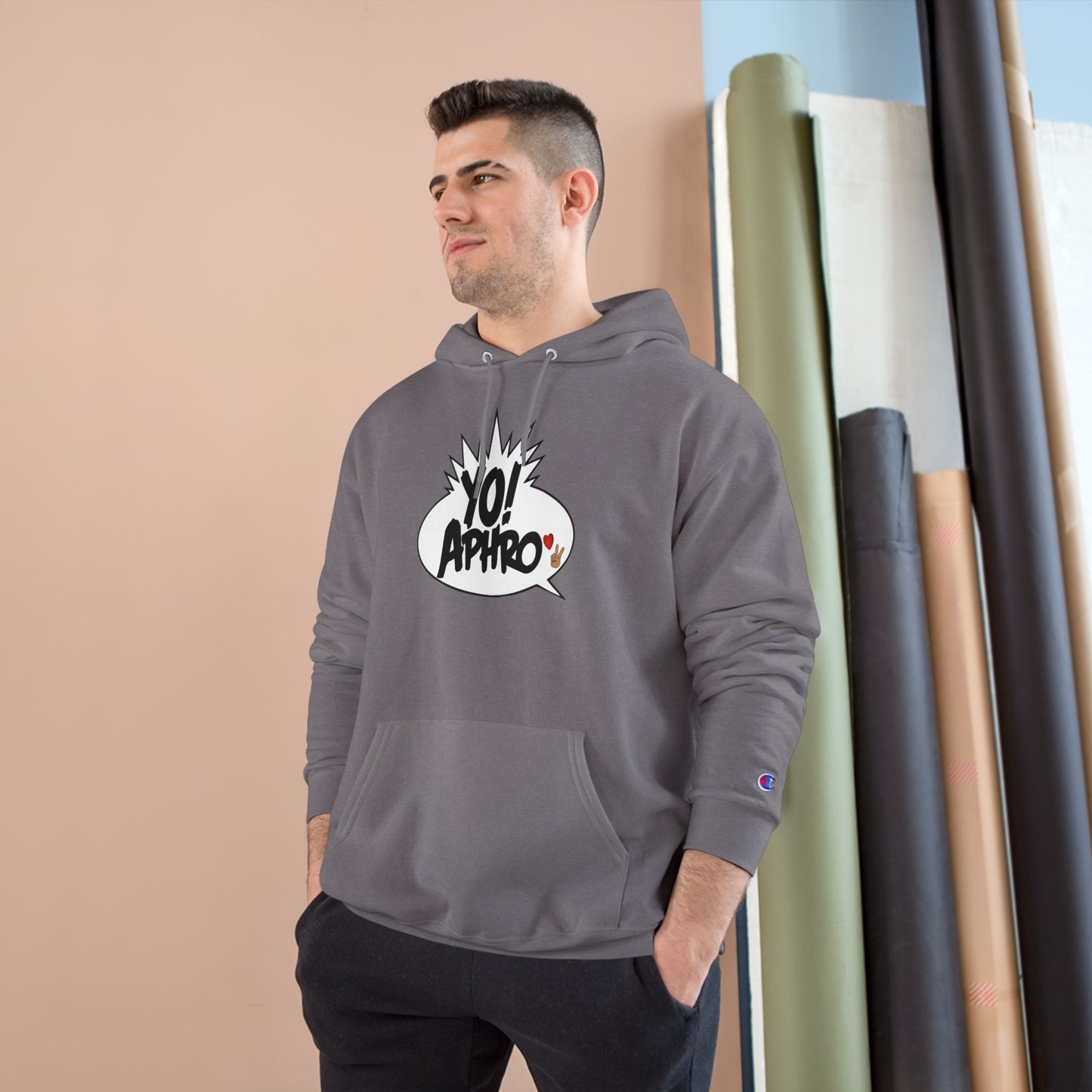 Hip Hop Champion Hoodie with YO! and HYP Not Stop Graphic - Streetwear, Gift for Music Lovers, Urban Style, Fun Casual Wear
