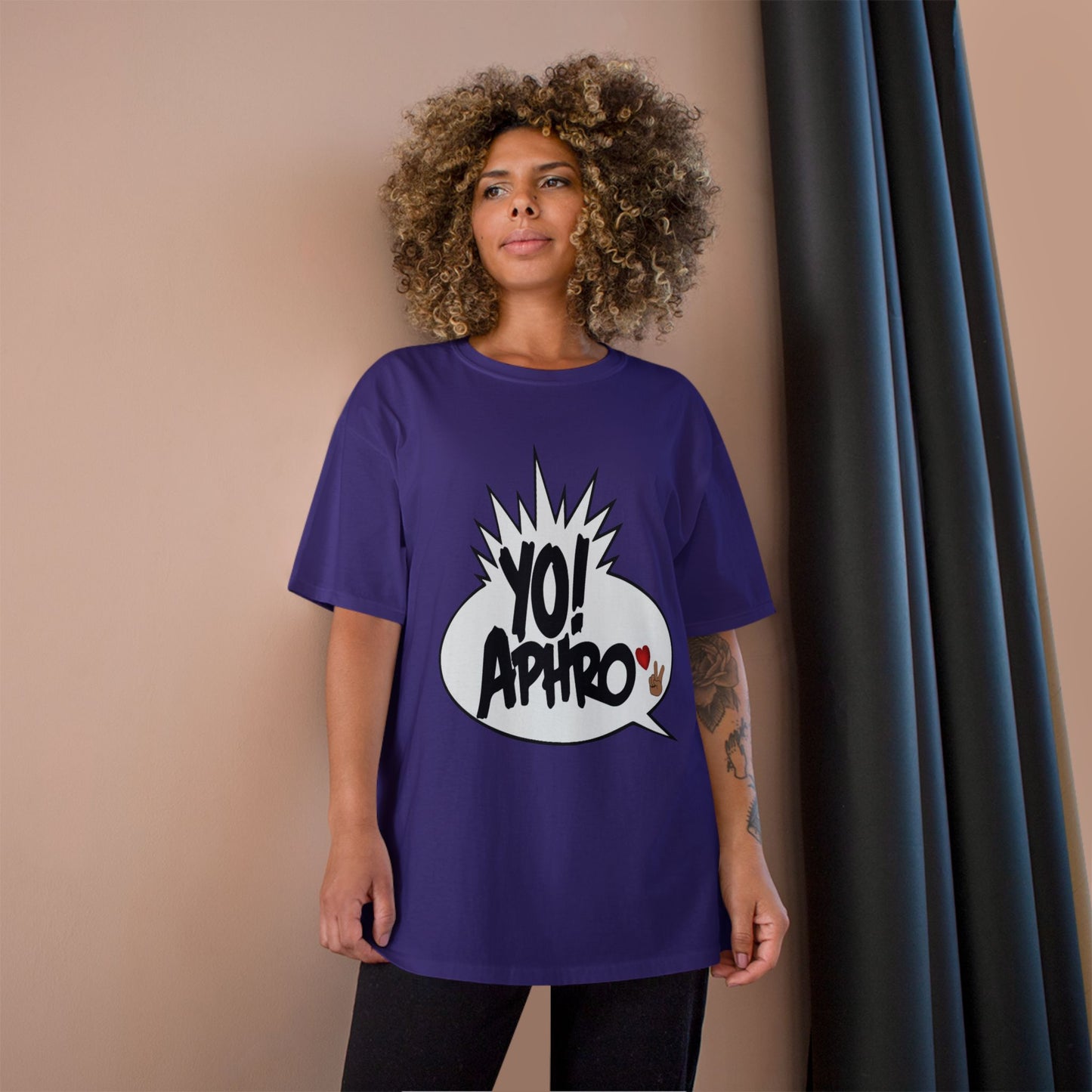YoAphro❤️✌🏼️Purple Love and Peace Champion Tee