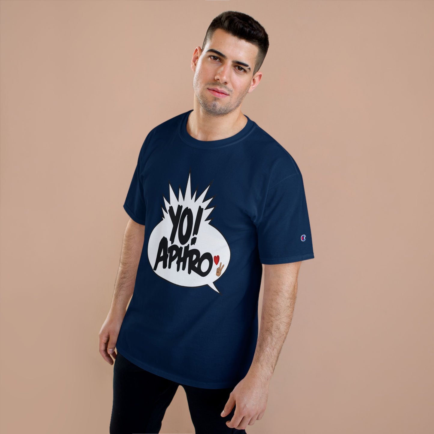 YoAphro❤️✌🏼️Navy Blue Love and Peace Champion Tee