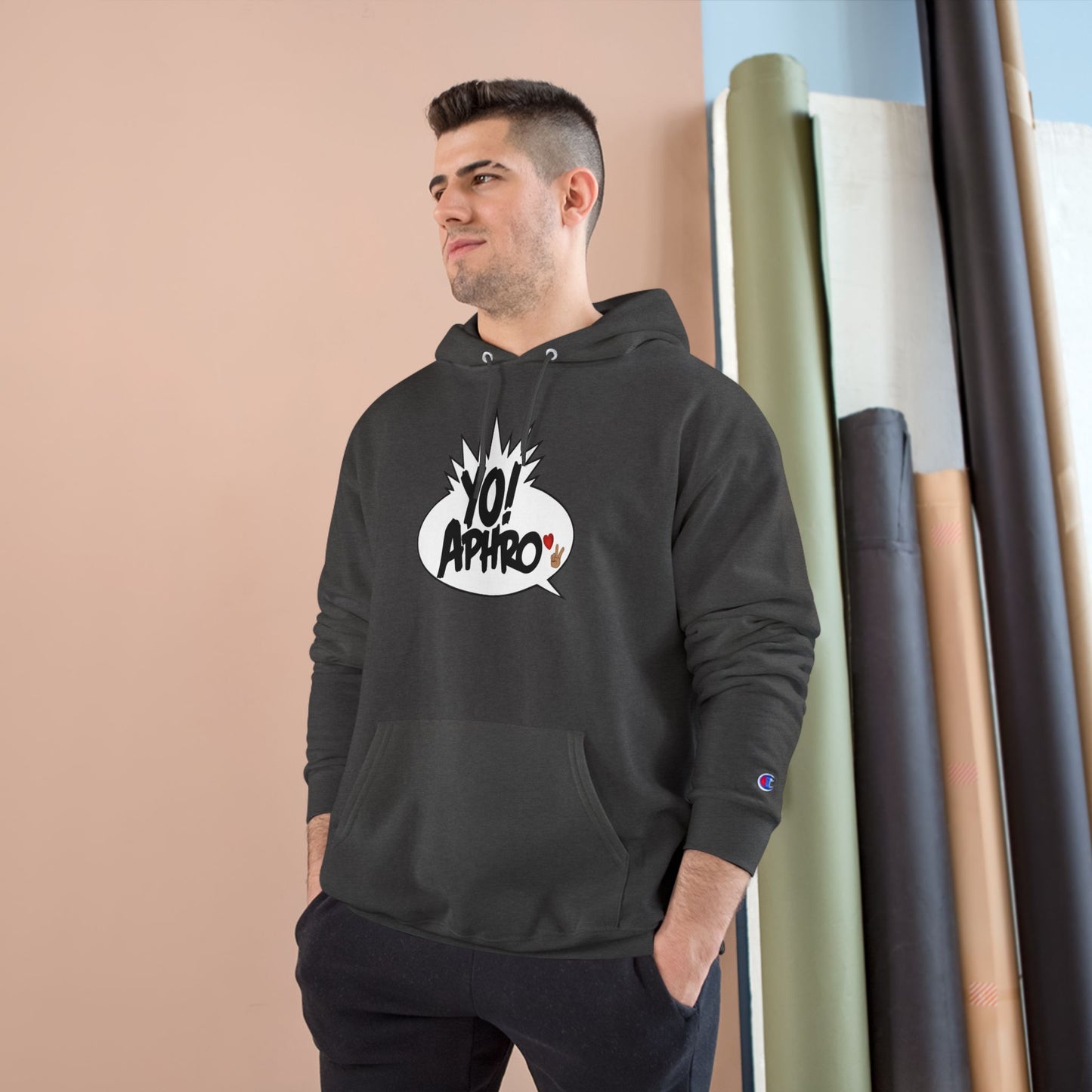 Hip Hop Champion Hoodie with YO! and HYP Not Stop Graphic - Streetwear, Gift for Music Lovers, Urban Style, Fun Casual Wear
