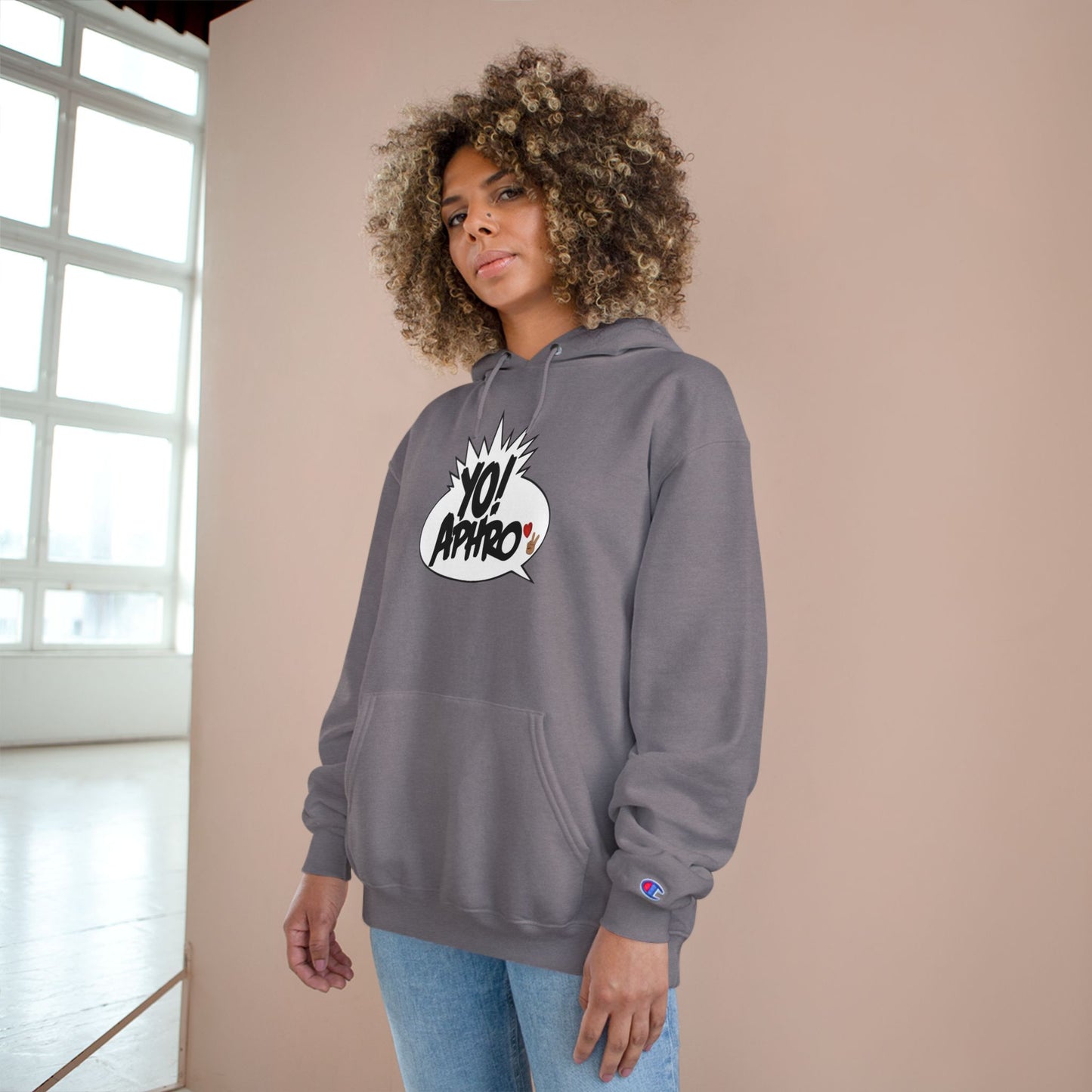 Hip Hop Champion Hoodie with YO! and HYP Not Stop Graphic - Streetwear, Gift for Music Lovers, Urban Style, Fun Casual Wear